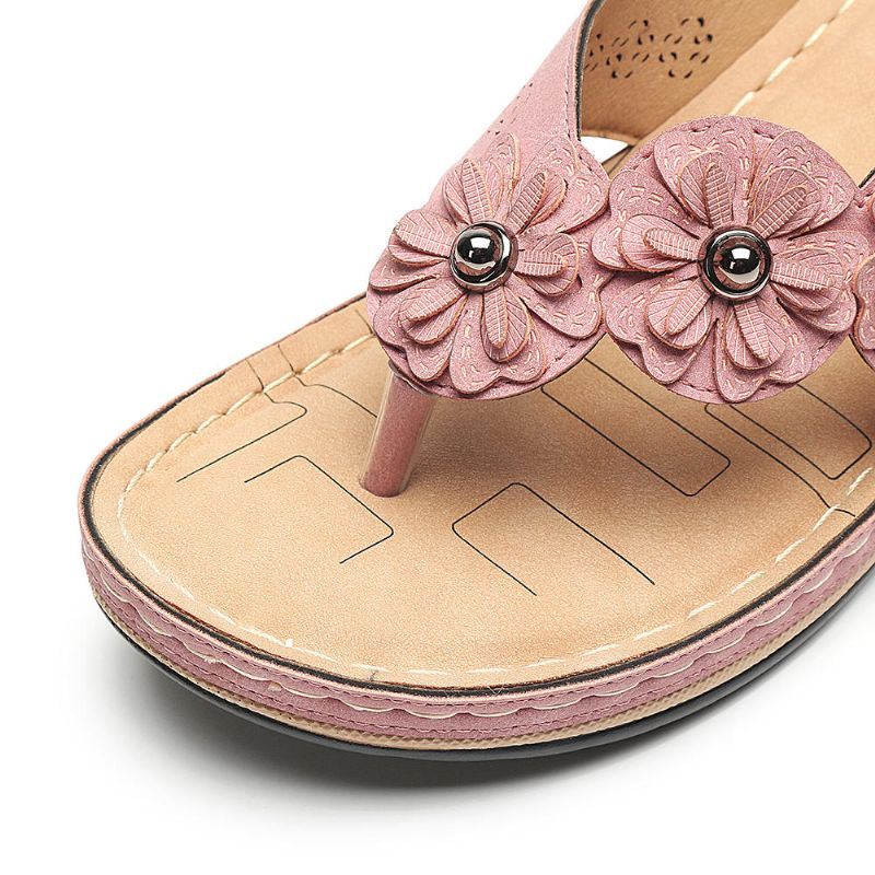 Comfortabele Teenslippers Met Bloemensleehak Voor Dames