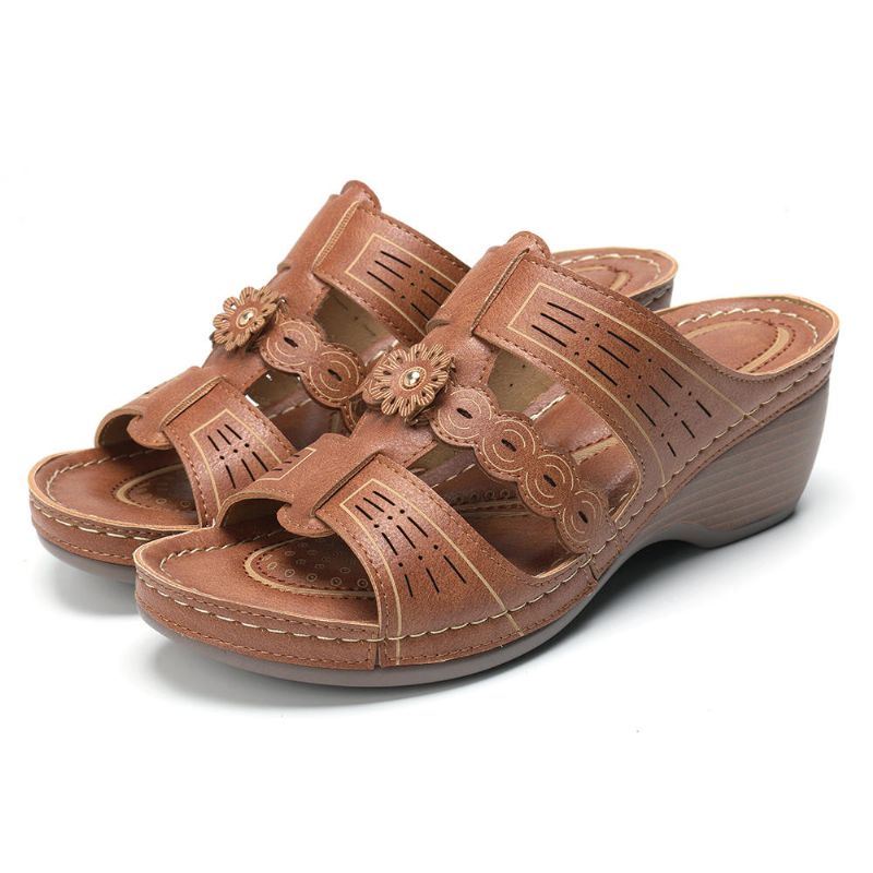 Comfy Open Teen Casual Sandalen Met Bloemenwig Voor Dames