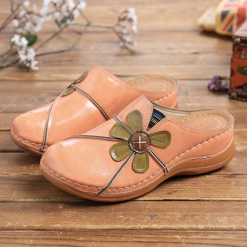 Dames Bloem Decor Stiksels Elastische Band Wedge Sandalen