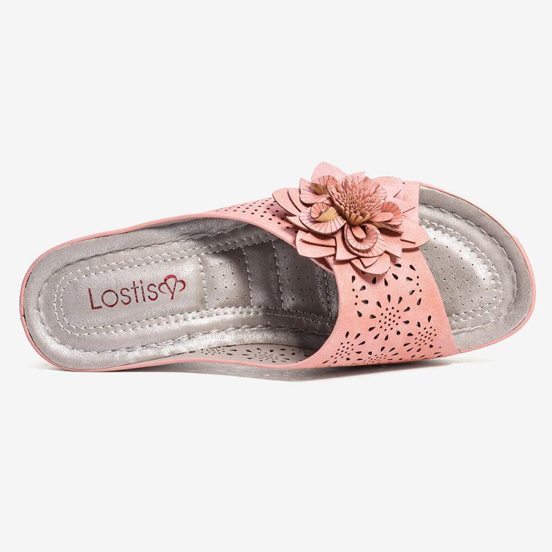 Dames Bloem Decoratie Verstelbare Riem Hollow Out Instappers Casual Zomer Sandalen