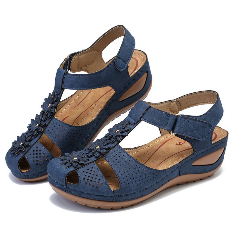 Dames Bloemen Casual Zachte Zool Lichtgewicht Comfortabele Wedges Sandalen