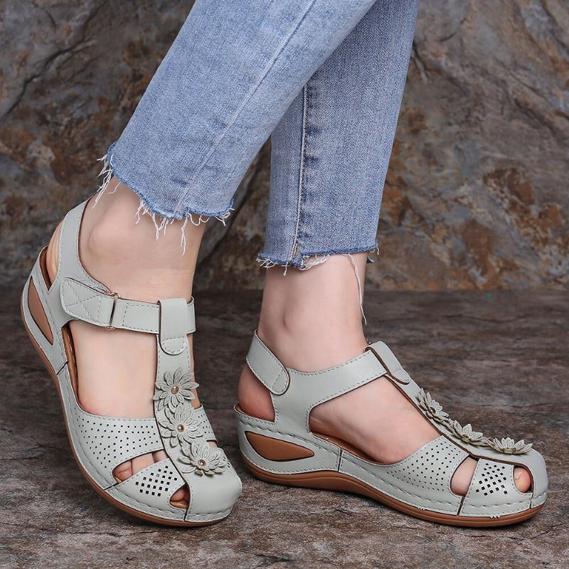 Dames Bloemen Casual Zachte Zool Lichtgewicht Comfortabele Wedges Sandalen