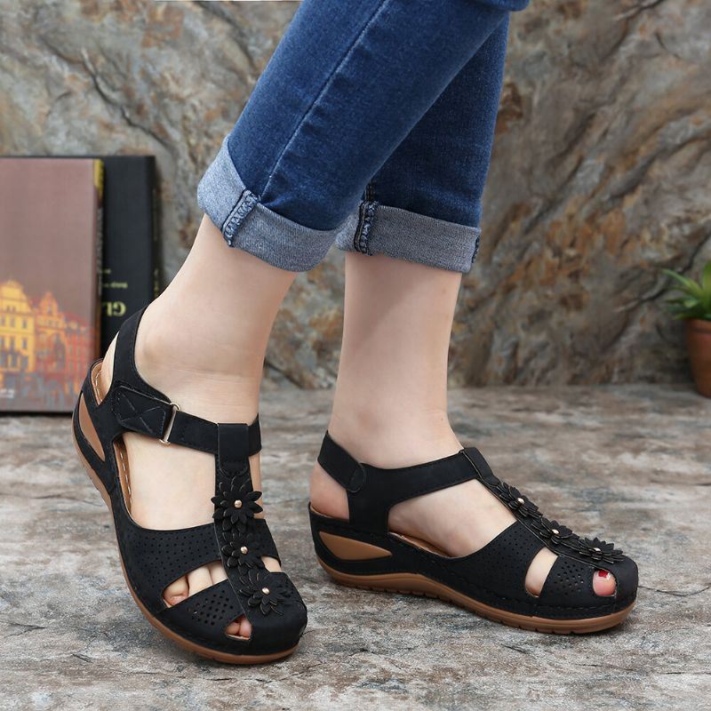 Dames Bloemen Casual Zachte Zool Lichtgewicht Comfortabele Wedges Sandalen