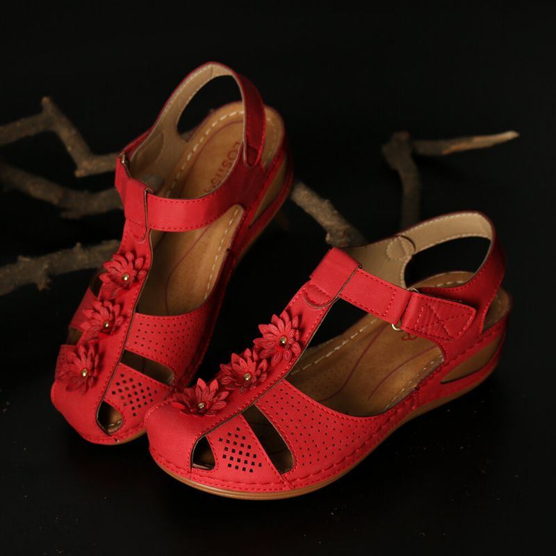 Dames Bloemen Casual Zachte Zool Lichtgewicht Comfortabele Wedges Sandalen