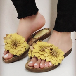 Dames Bloemen Decor Geopend Teen Comfy Slide Sandalen