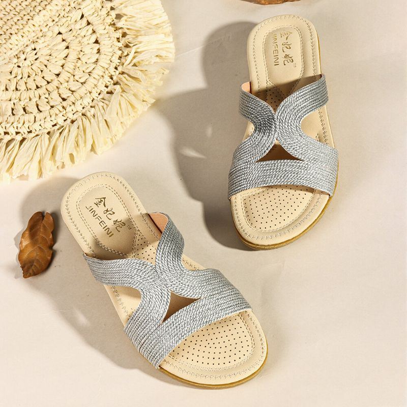 Dames Bohemia Weave Cut-out Casual Comfy Wearable Wedges Sandalen