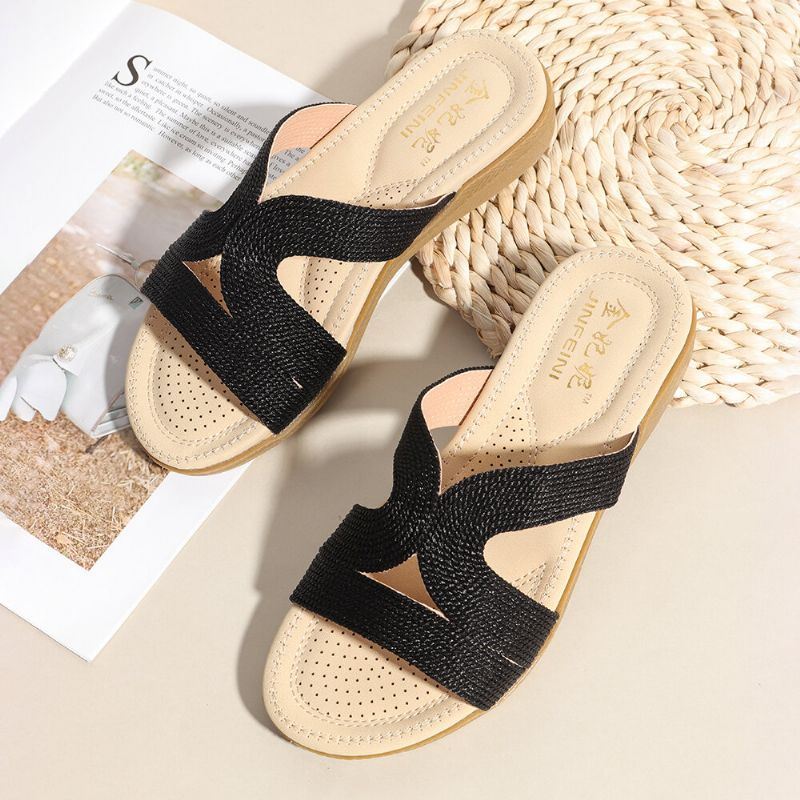 Dames Bohemia Weave Cut-out Casual Comfy Wearable Wedges Sandalen