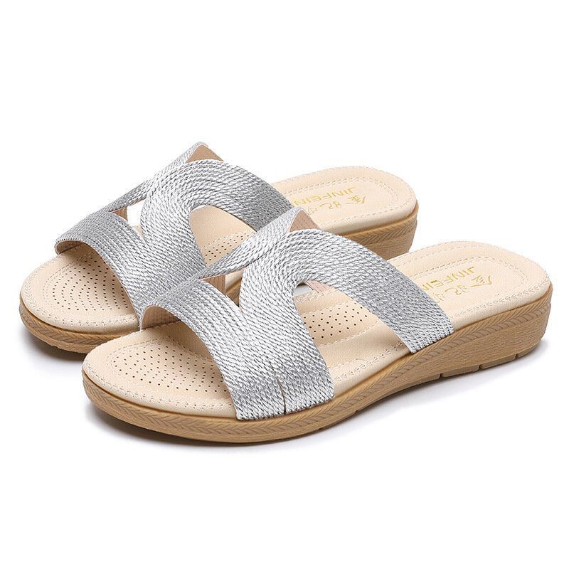 Dames Bohemia Weave Cut-out Casual Comfy Wearable Wedges Sandalen