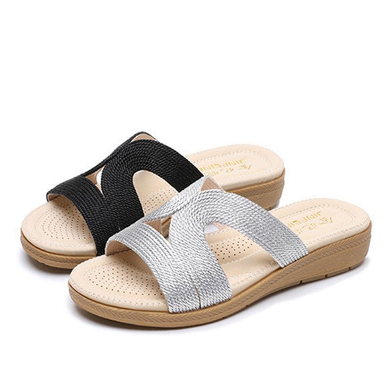 Dames Bohemia Weave Cut-out Casual Comfy Wearable Wedges Sandalen