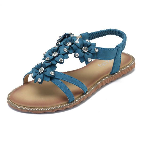 Dames Bohemian Bloem Casual Schoen Strand Platte Sandalen