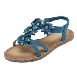 Dames Bohemian Bloem Casual Schoen Strand Platte Sandalen