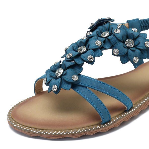 Dames Bohemian Bloem Casual Schoen Strand Platte Sandalen