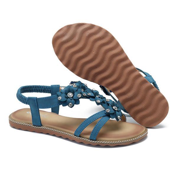 Dames Bohemian Bloem Casual Schoen Strand Platte Sandalen