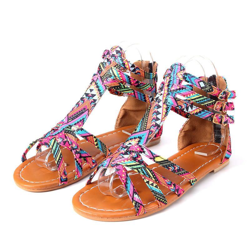 Dames Bohemian Folkways Open Teen Gesp Zomer Strand Casual Platte Sandalen