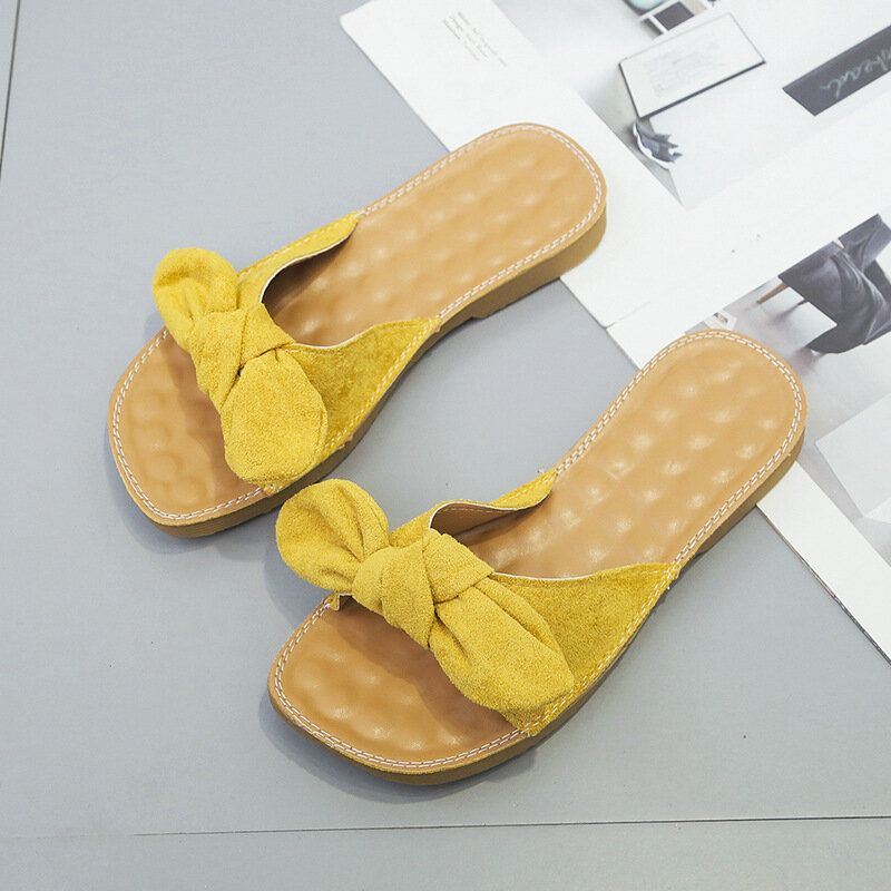 Dames Butteryfly Knot Soft Bodem Flats Chic Slide Sandalen