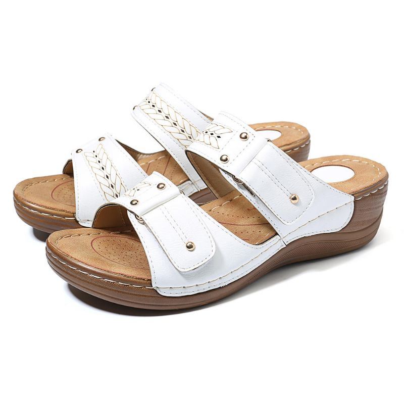 Dames Casual Comfortabele Pantoffels Klittenband Wedge Sandalen