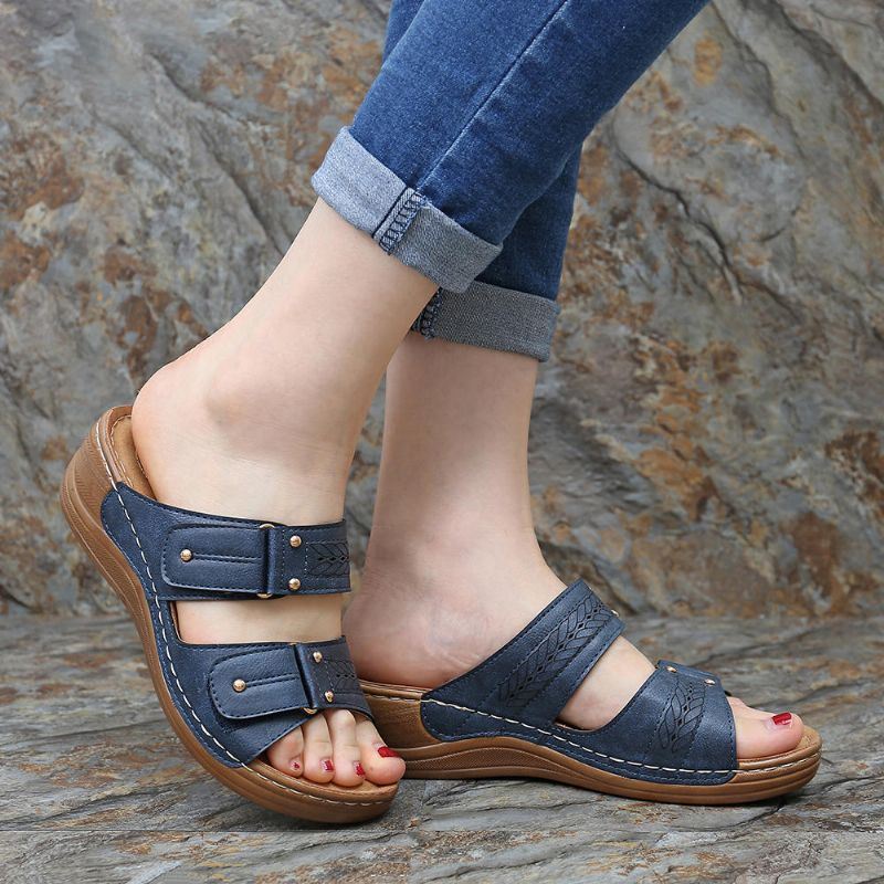 Dames Casual Comfortabele Pantoffels Klittenband Wedge Sandalen