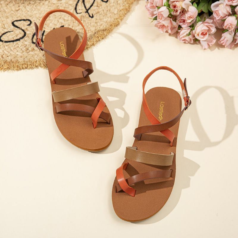 Dames Casual Cross Strap Clip Teen Sandalen