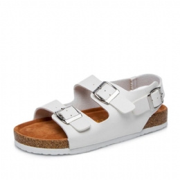 Dames Casual Effen Kleur Dual Buckle Strap Slingback Beach Cork Sandalen