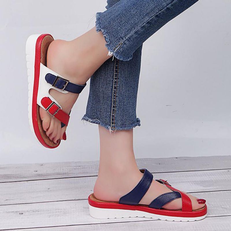 Dames Casual Kleur Splicing Cross Strap Sandalen