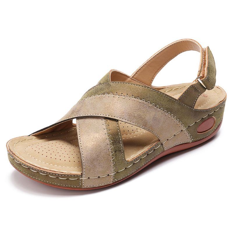 Dames Casual Lichtgewicht Zachte Zachte Cross Wedge Sandalen