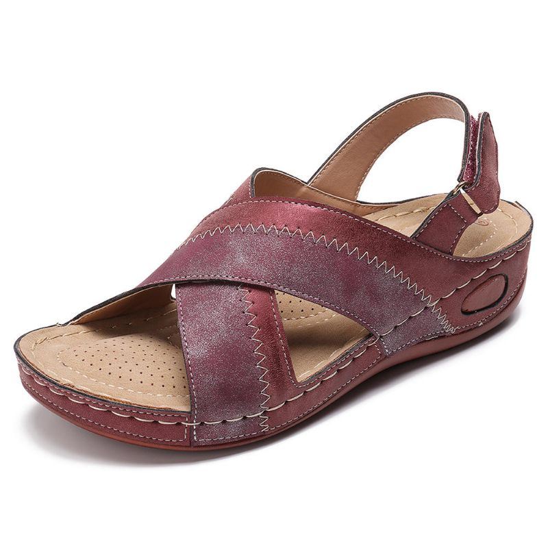 Dames Casual Lichtgewicht Zachte Zachte Cross Wedge Sandalen