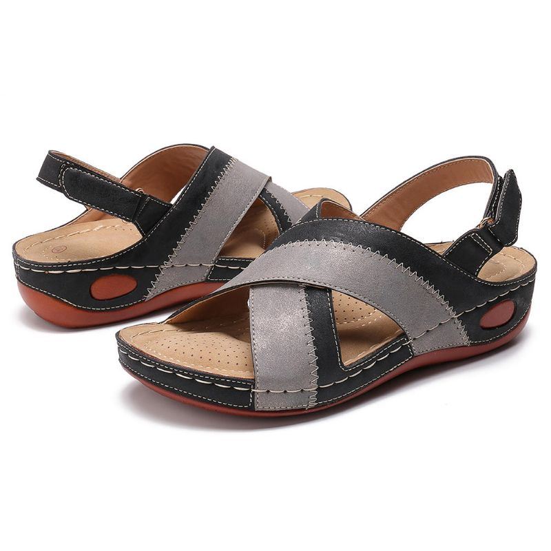 Dames Casual Lichtgewicht Zachte Zachte Cross Wedge Sandalen