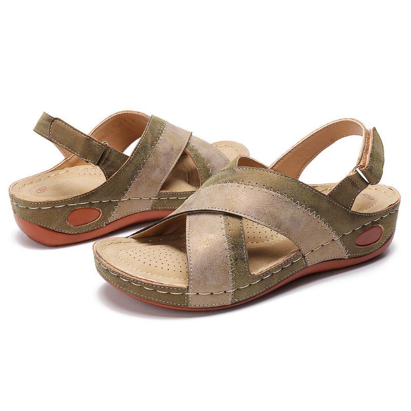 Dames Casual Lichtgewicht Zachte Zachte Cross Wedge Sandalen