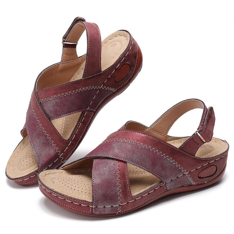 Dames Casual Lichtgewicht Zachte Zachte Cross Wedge Sandalen