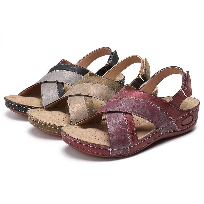 Dames Casual Lichtgewicht Zachte Zachte Cross Wedge Sandalen