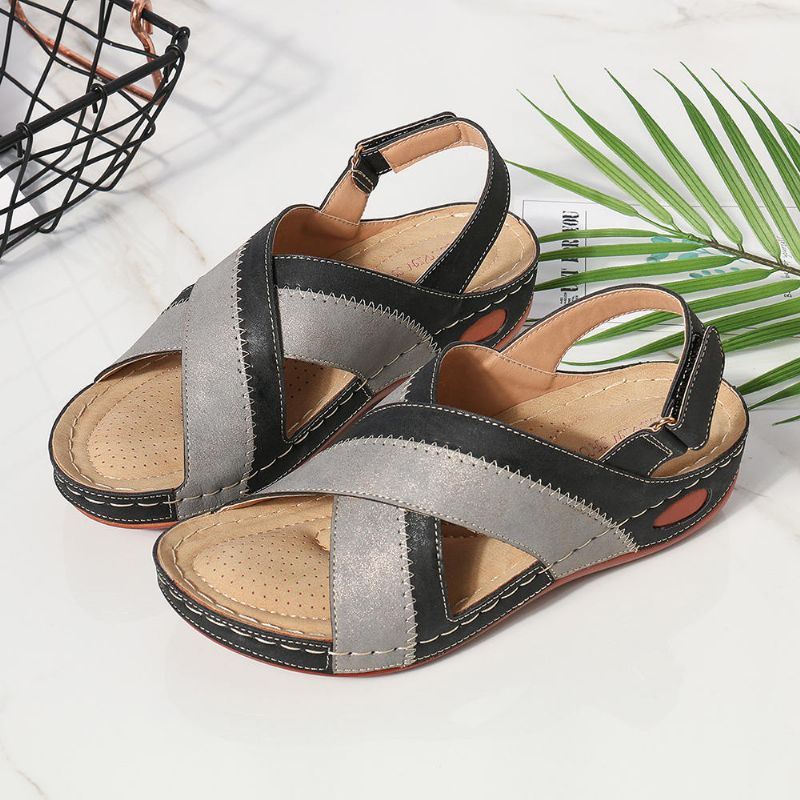 Dames Casual Lichtgewicht Zachte Zachte Cross Wedge Sandalen