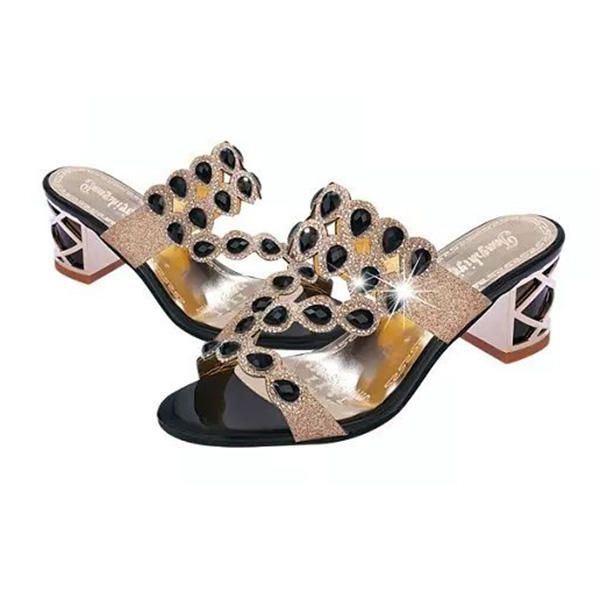 Dames Casual Platform Sandalen Strass Slip Op Schoenen Strand Sandalen