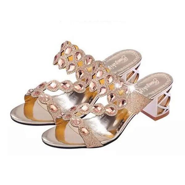 Dames Casual Platform Sandalen Strass Slip Op Schoenen Strand Sandalen