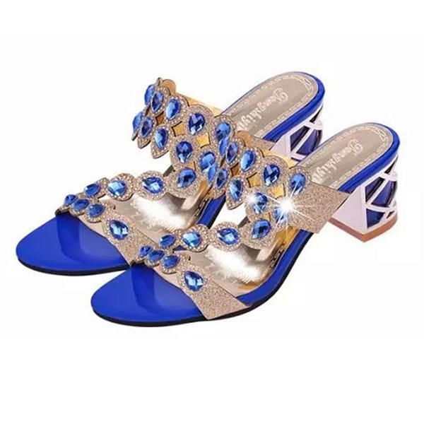 Dames Casual Platform Sandalen Strass Slip Op Schoenen Strand Sandalen