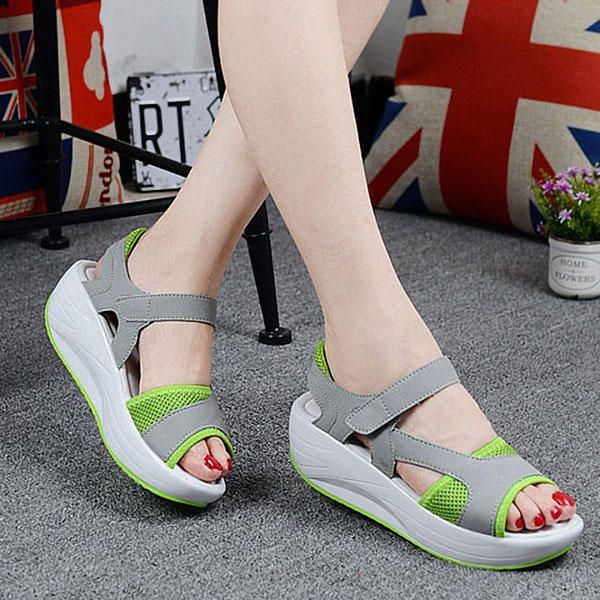 Dames Casual Wedge Sandalen Ademende Rocker Sole Schoenen