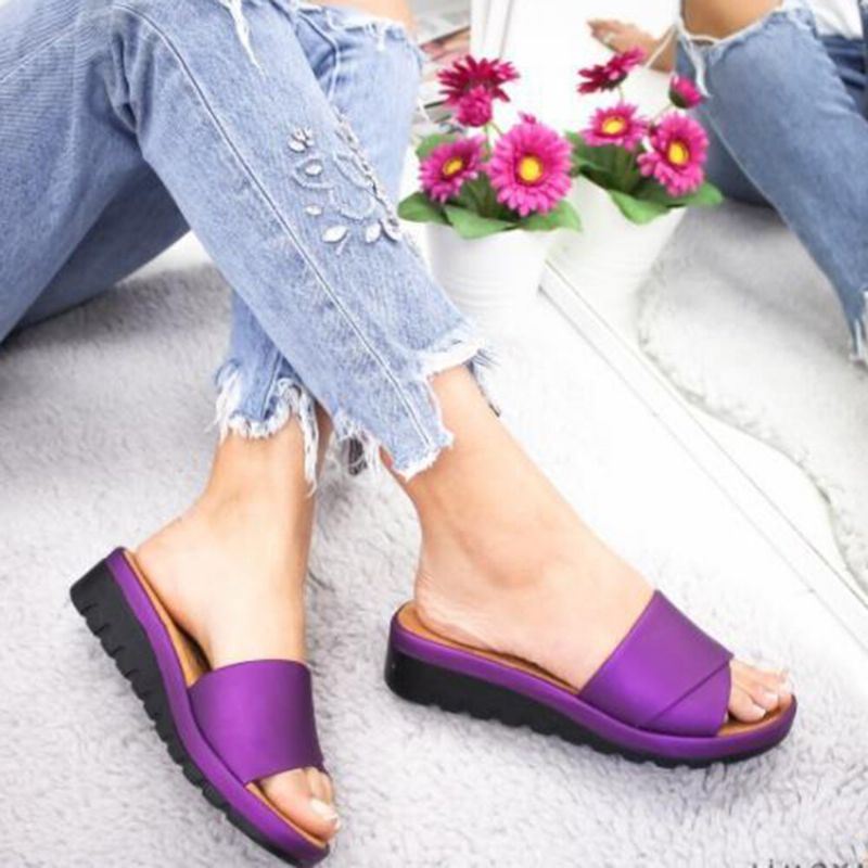 Dames Casual Wedges Strand Slide Sandalen