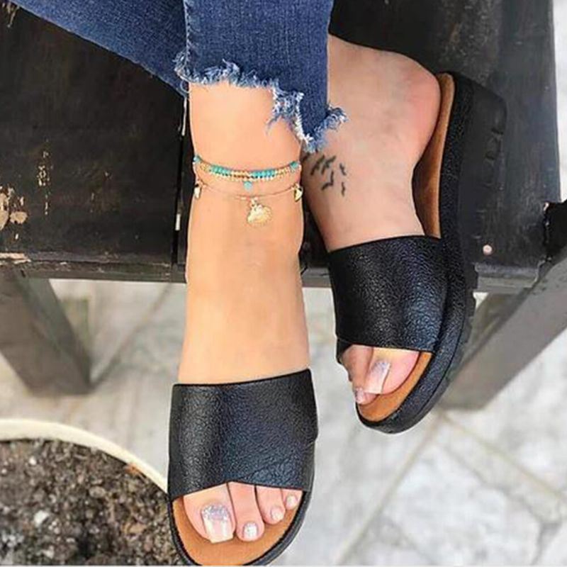 Dames Casual Wedges Strand Slide Sandalen