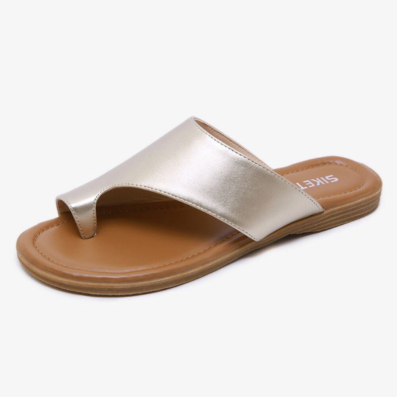 Dames Clip Toe Pure Kleur Casual Zomer Platte Sandalen