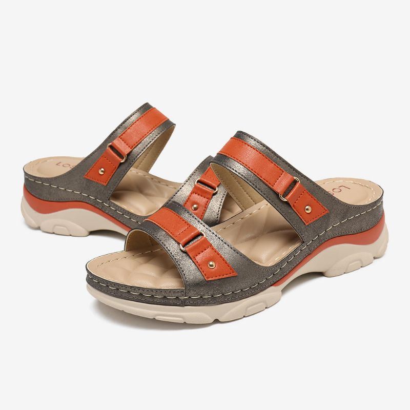 Dames Color Splicing Comfy Open Teen Zomer Wedge Sandalen