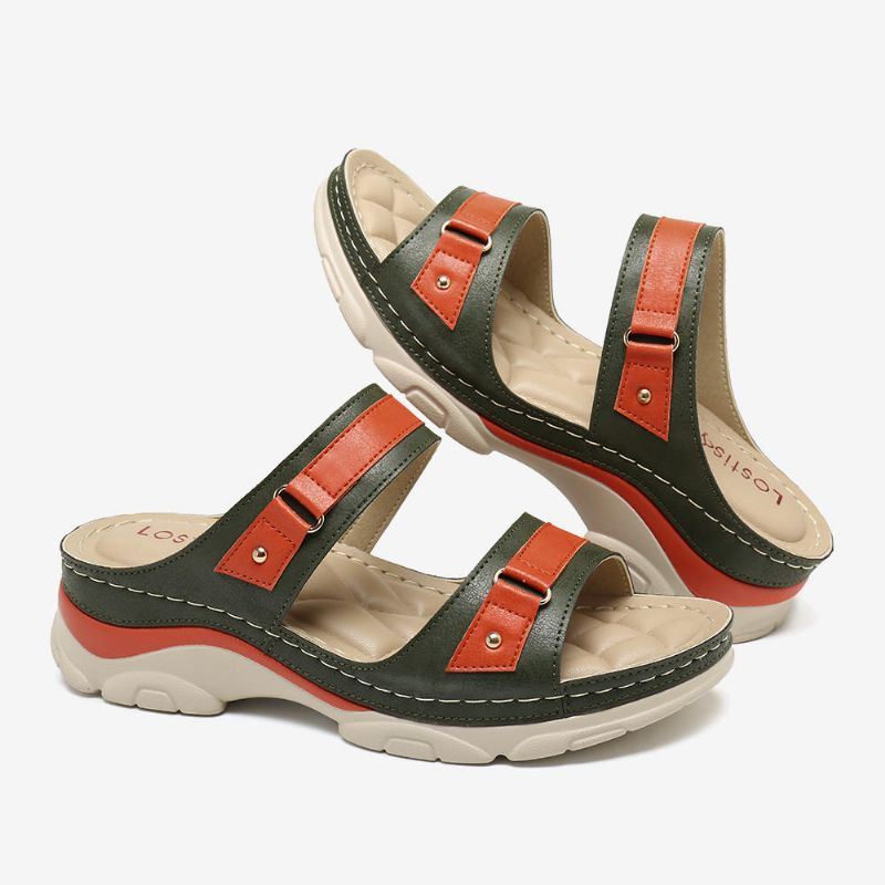 Dames Color Splicing Comfy Open Teen Zomer Wedge Sandalen