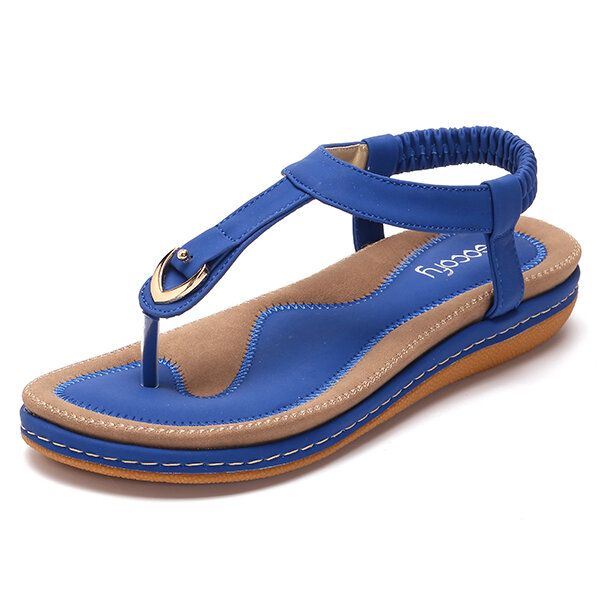 Dames Comfortabele Clip Toe Elastische Lichtgewicht Slip On Zomer Strand Platte Sandalen