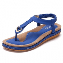 Dames Comfortabele Clip Toe Elastische Lichtgewicht Slip On Zomer Strand Platte Sandalen