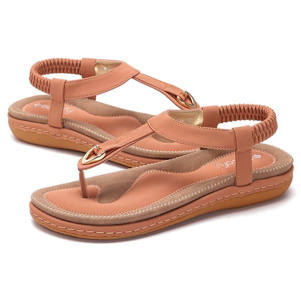 Dames Comfortabele Clip Toe Elastische Lichtgewicht Slip On Zomer Strand Platte Sandalen