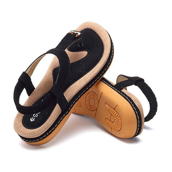 Dames Comfortabele Clip Toe Elastische Lichtgewicht Slip On Zomer Strand Platte Sandalen