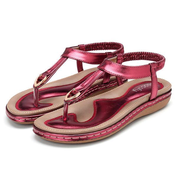 Dames Comfortabele Clip Toe Elastische Lichtgewicht Slip On Zomer Strand Platte Sandalen