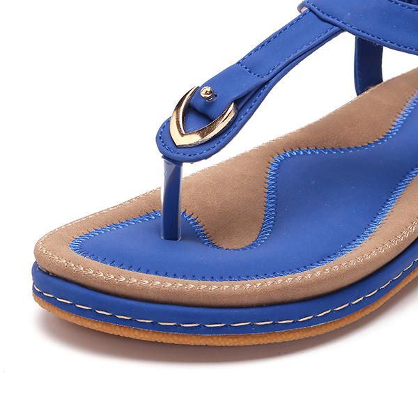 Dames Comfortabele Clip Toe Elastische Lichtgewicht Slip On Zomer Strand Platte Sandalen