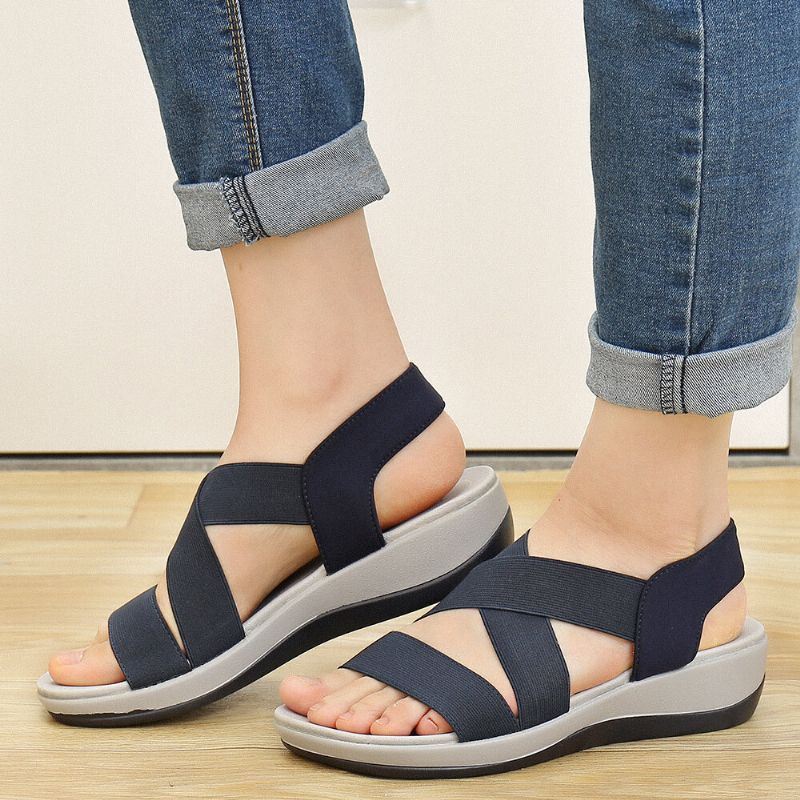 Dames Comfy Cross Elastic Band Soft Sport Sandalen