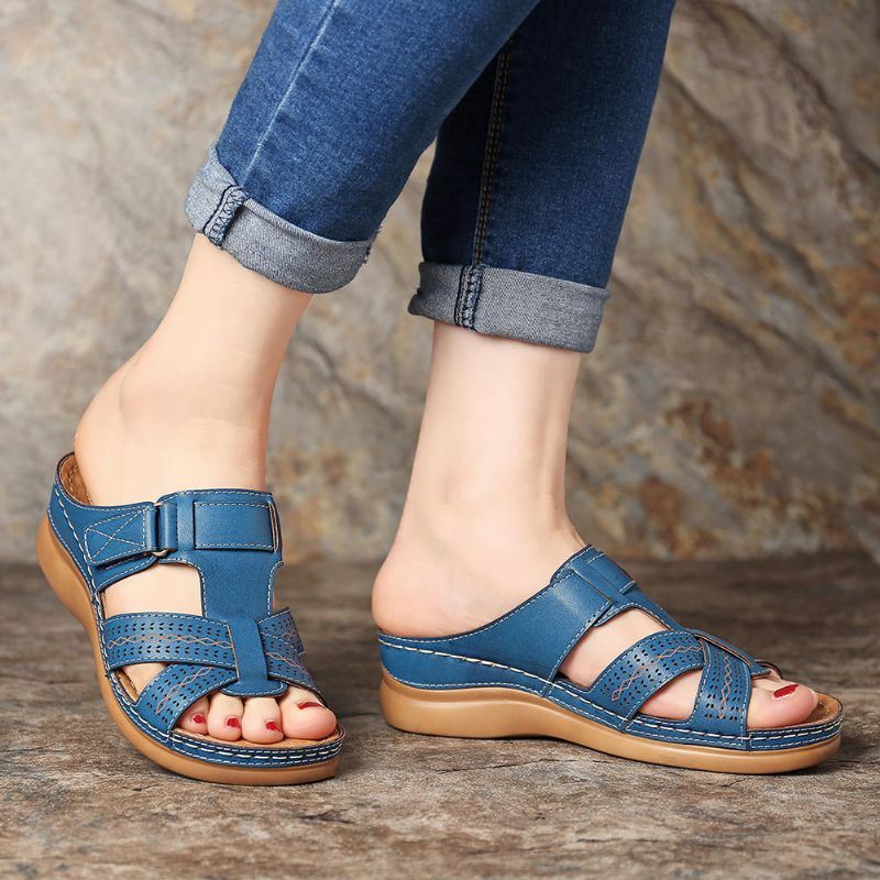 Dames Comfy Hollow Out Hook Loop Wedges Sandalen