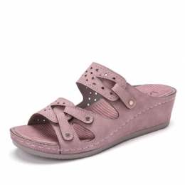 Dames Dubbele Band Handgemaakte Holle Casual Comfortabele Sandalen