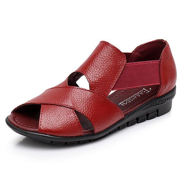 Dames Echt Leer Casual Platte Sandalen